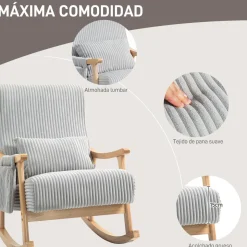 Mecedora Panna Homcom con reposabrazos gris 98x65x90 cm