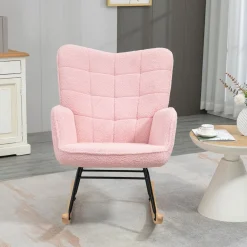 Mecedora Rouse Homcom respaldo alto con reposabrazos rosa 101x71x98 cm