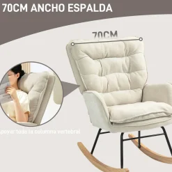 Mecedora Salmo Homcom con respaldo alto beige 97x71x98,5 cm