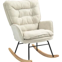 Mecedora Salmo Homcom con respaldo alto beige 97x71x98,5 cm