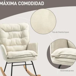 Mecedora Salmo Homcom con respaldo alto beige 97x71x98,5 cm