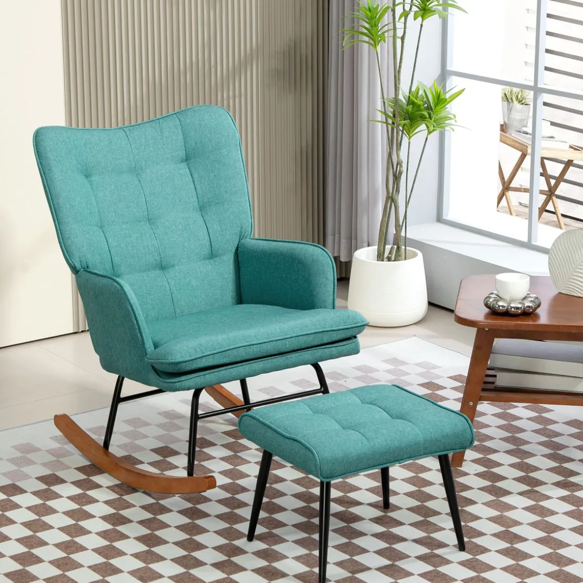 Mecedora Trampolín Homcom con reposapiés 90x64x89 cm