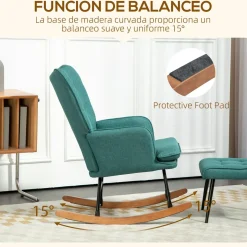Mecedora Trampolín Homcom con reposapiés 90x64x89 cm