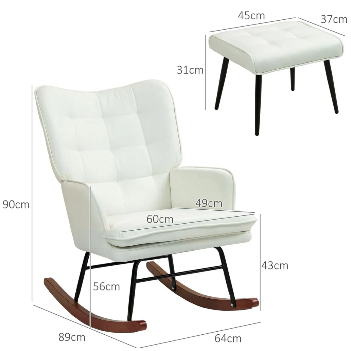 Mecedora Trampolín Homcom con reposapiés 90x64x89 cm