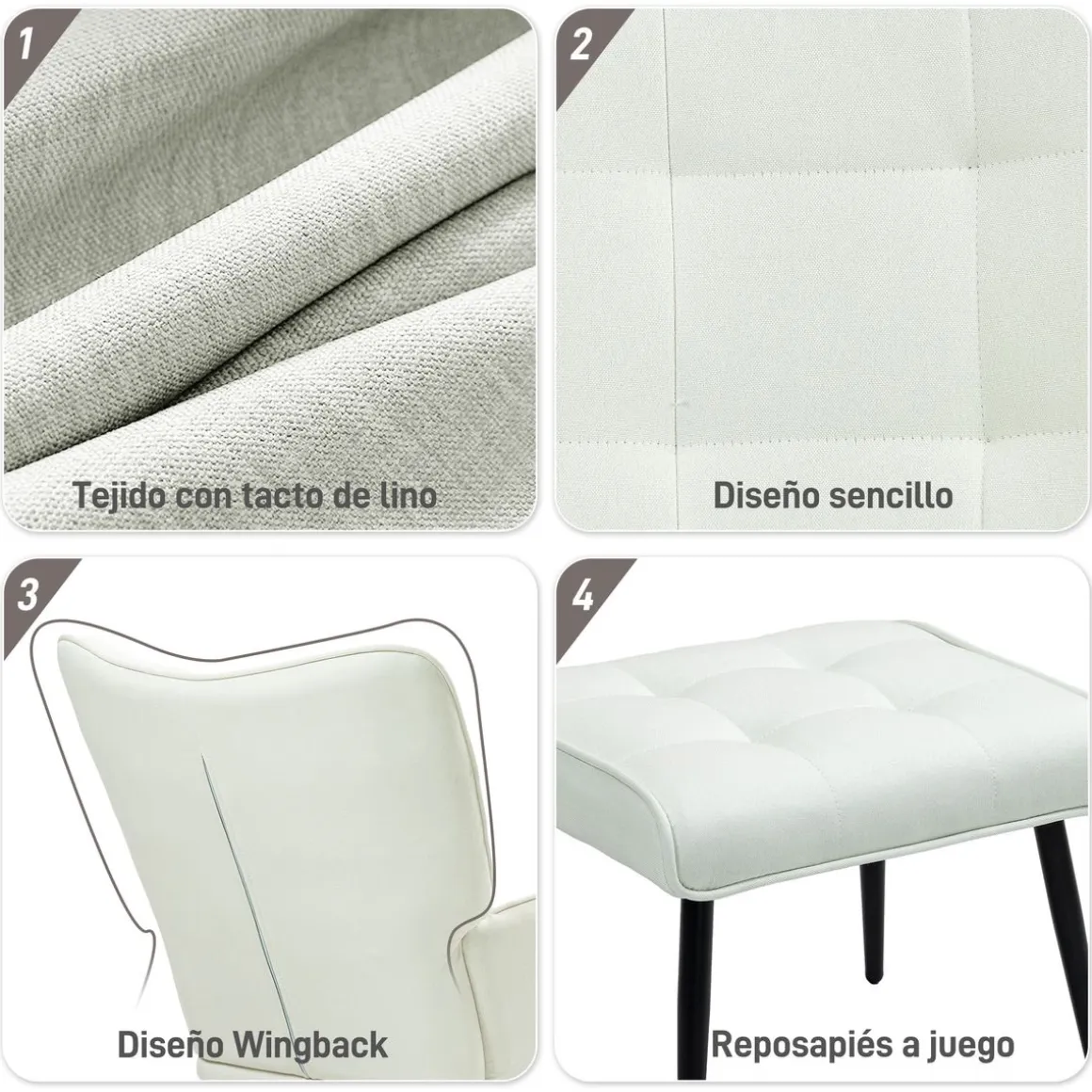 Mecedora Trampolín Homcom con reposapiés 90x64x89 cm