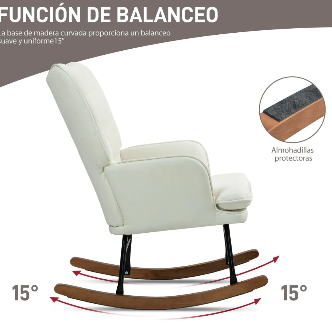 Mecedora Trampolín Homcom con reposapiés 90x64x89 cm