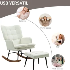 Mecedora Trampolín Homcom con reposapiés 90x64x89 cm