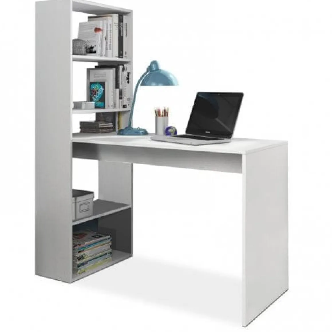 Mesa + estantería Gio Plus reversible blanco Artik