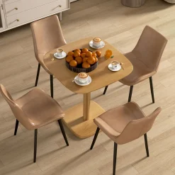 Mesa Arborea Homcom diseño fijo 4 personas natural 75x70x70 cm