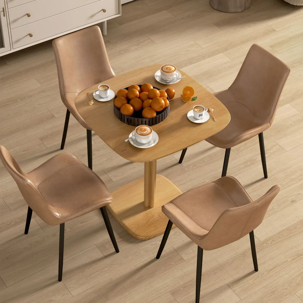 Mesa Arborea Homcom diseño fijo 4 personas natural 75x70x70 cm