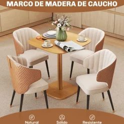 Mesa Arborea Homcom diseño fijo 4 personas natural 75x70x70 cm
