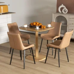 Mesa Arborea Homcom diseño fijo 4 personas natural 75x70x70 cm