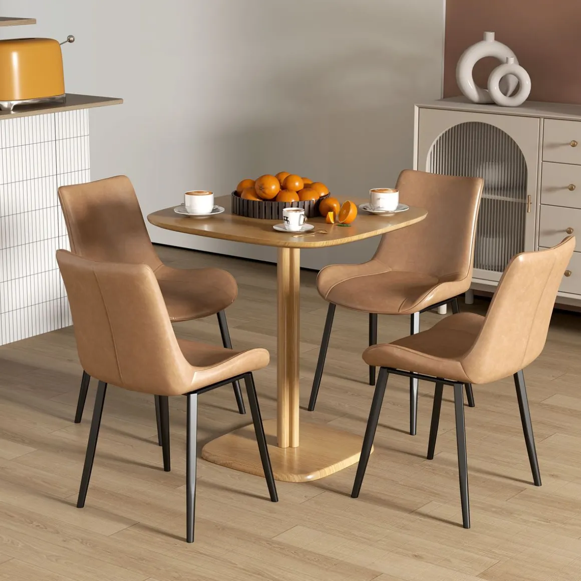 Mesa Arborea Homcom diseño fijo 4 personas natural 75x70x70 cm