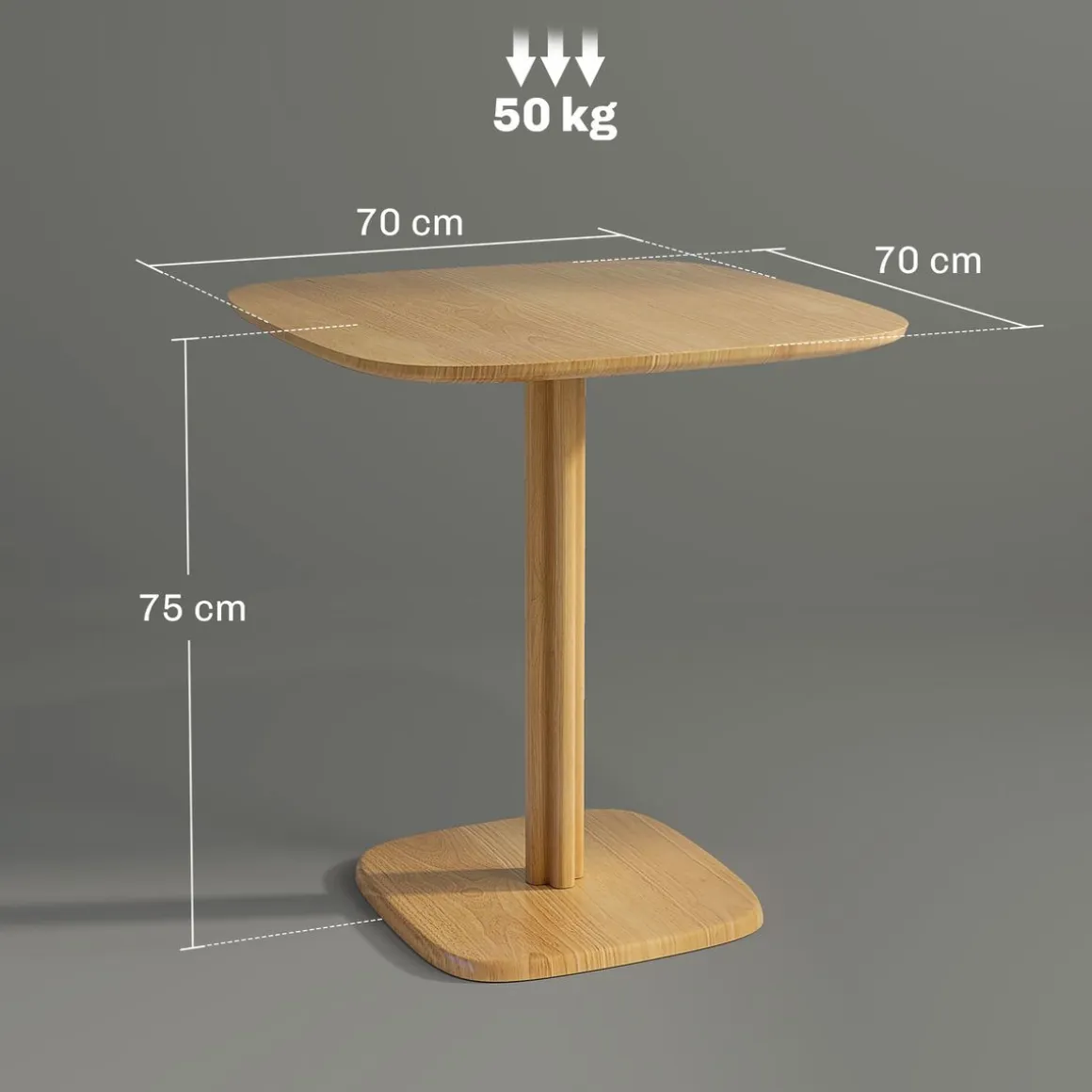 Mesa Arborea Homcom diseño fijo 4 personas natural 75x70x70 cm
