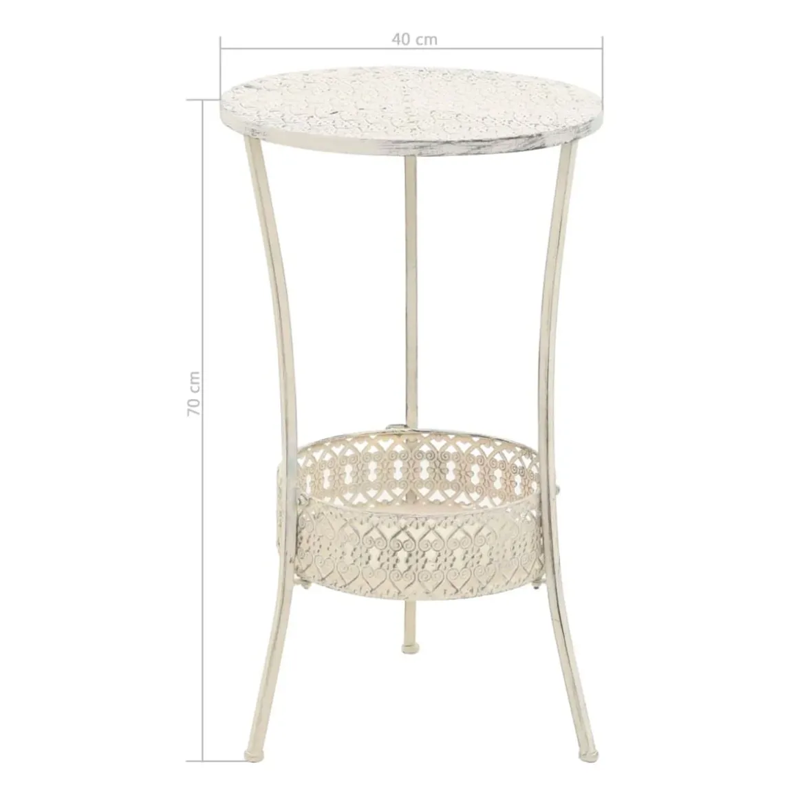 Mesa auxiliar alta estilo vintage redonda blanco Ø40x70