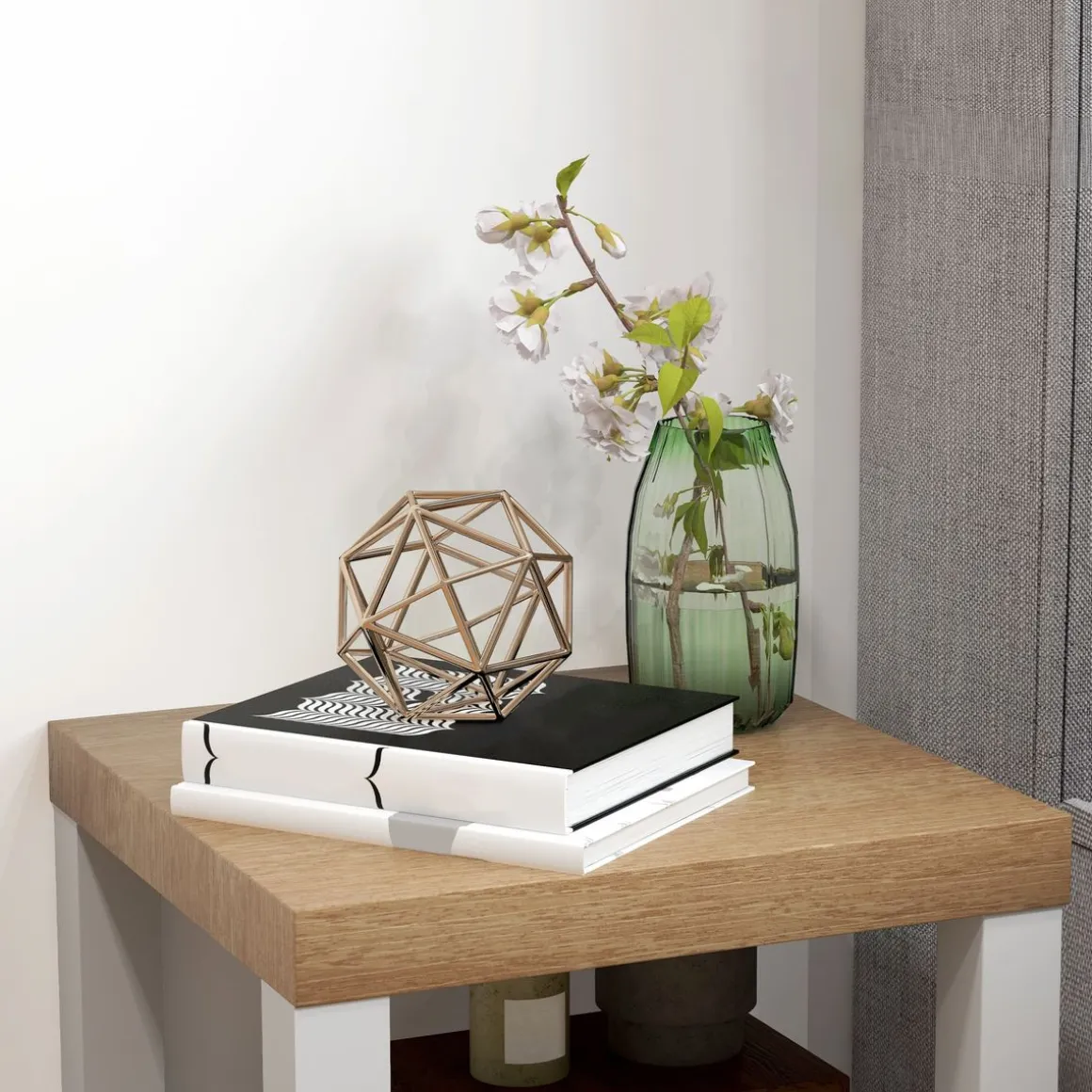 Mesa auxiliar Azucena Homcom con ruedas blanco/natural 40x40 cm