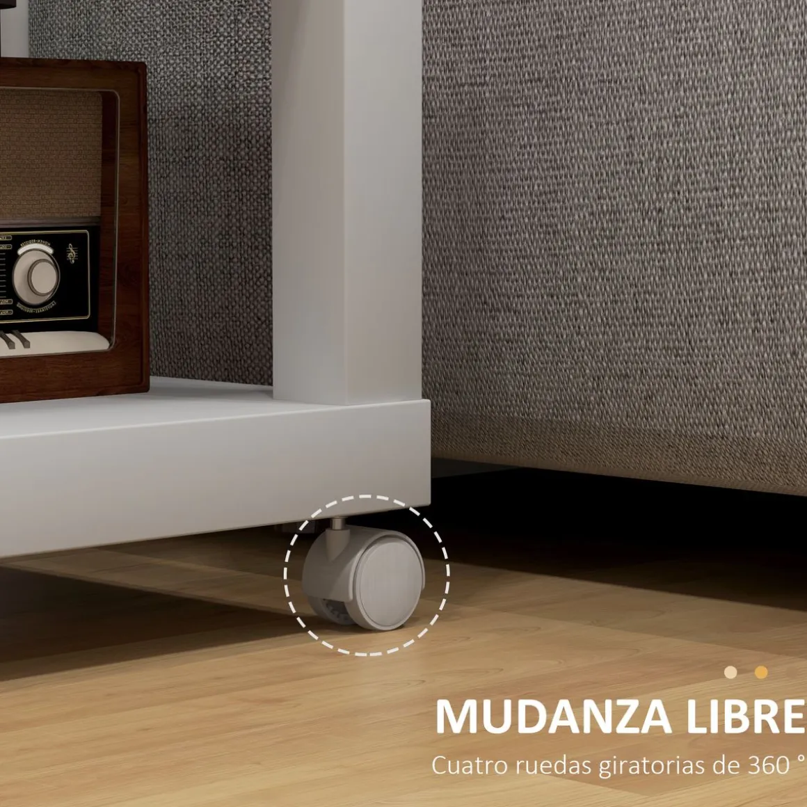 Mesa auxiliar Azucena Homcom con ruedas blanco/natural 40x40 cm