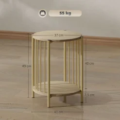 Mesa auxiliar Belvento Homcom con estante inferior natural Ø41x49 cm