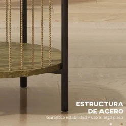 Mesa auxiliar Celestia Homcom con estante inferior natural Ø43,5x51 cm