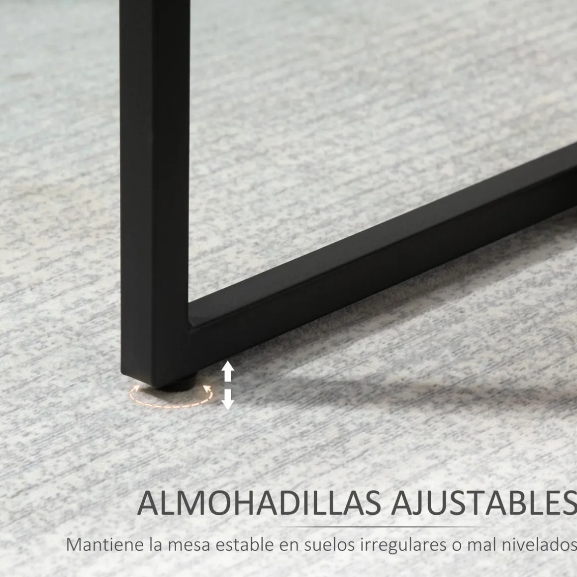 Mesa auxiliar Centauro Homcom 2 estantes pies ajustables negro/natural 48x35x45 cm