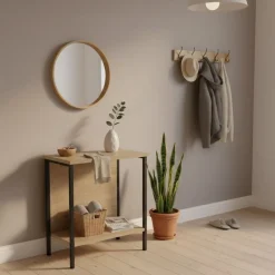 Mesa auxiliar Deck con dos estantes natural/negro 48x40x18 cm