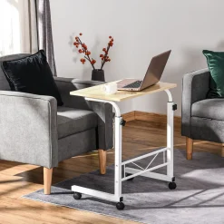 Mesa auxiliar Fhun Homcom altura regulable blanco 68-78x60x40 cm