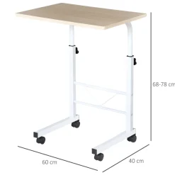 Mesa auxiliar Fhun Homcom altura regulable blanco 68-78x60x40 cm