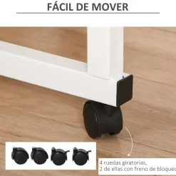 Mesa auxiliar Fhun Homcom altura regulable blanco 68-78x60x40 cm