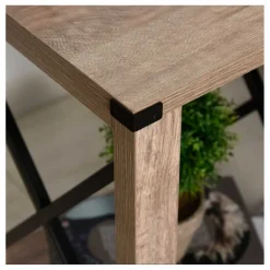Mesa auxiliar Homcom 2 estantes roble/negro 60x40,5x40,5 cm