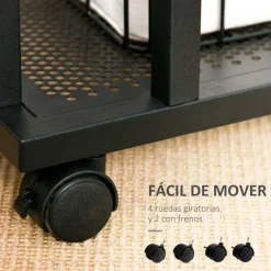 Mesa auxiliar Homcom 2 estantes con ruedas marrón/negro 65x51x36 cm