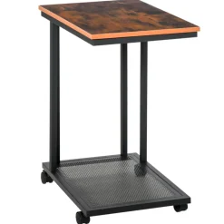 Mesa auxiliar Homcom 2 estantes con ruedas marrón/negro 65x51x36 cm