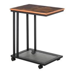 Mesa auxiliar Homcom 2 estantes con ruedas marrón/negro 65x51x36 cm