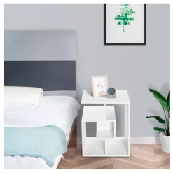 Mesa auxiliar Homcom 3 niveles blanco 55x45x40 cm