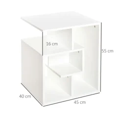 Mesa auxiliar Homcom 3 niveles blanco 55x45x40 cm
