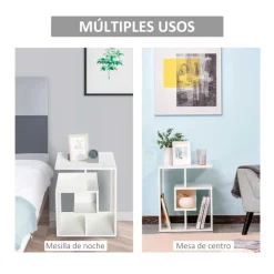 Mesa auxiliar Homcom 3 niveles blanco 55x45x40 cm