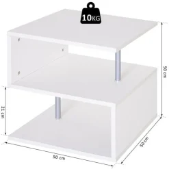 Mesa auxiliar Homcom 3 niveles blanco 50x50x50 cm