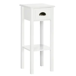 Mesa auxiliar Homcom con cajón + estante blanco 75x30x30 cm
