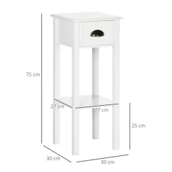 Mesa auxiliar Homcom con cajón + estante blanco 75x30x30 cm