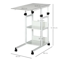 Mesa auxiliar Homcom forma C ajustable blanco 72/82x40x80 cm