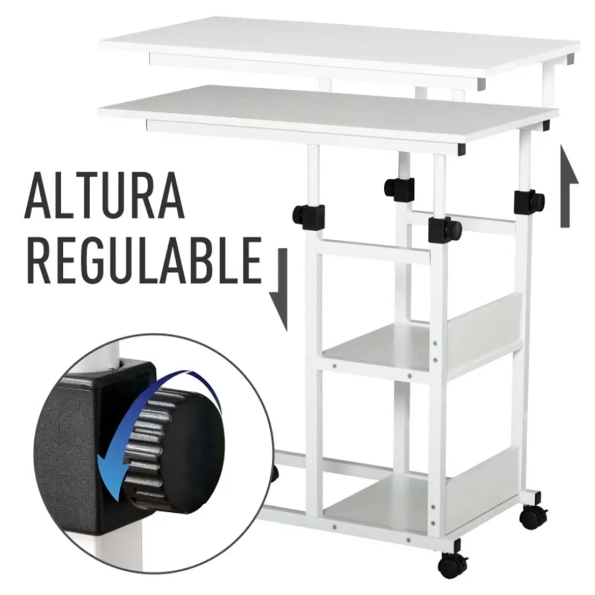 Mesa auxiliar Homcom forma C ajustable blanco 72/82x40x80 cm