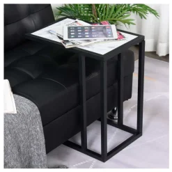 Mesa auxiliar Homcom negro/mármol 51,5x30x45 cm