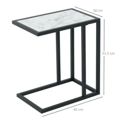 Mesa auxiliar Homcom negro/mármol 51,5x30x45 cm