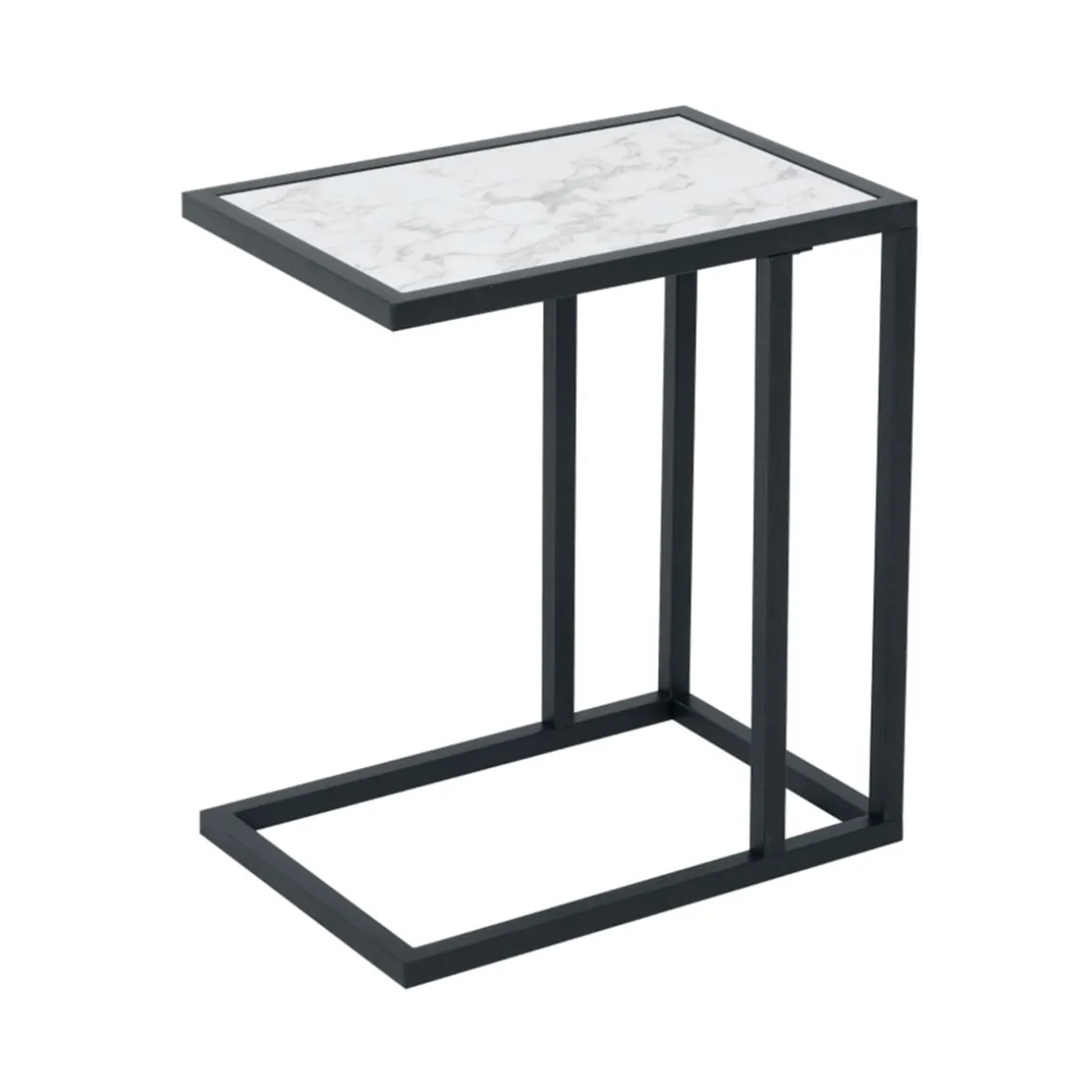 Mesa auxiliar Homcom negro/mármol 51,5x30x45 cm