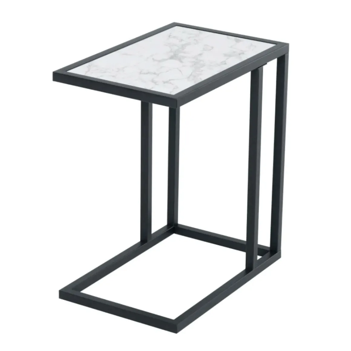 Mesa auxiliar Homcom negro/mármol 51,5x30x45 cm
