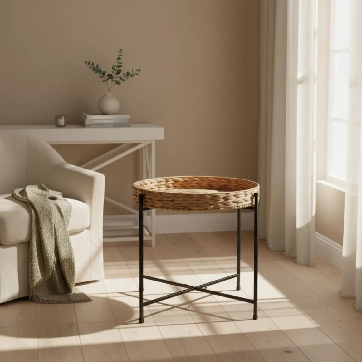 Mesa auxiliar Jacinto MOA Vinthera acero natural/negro 50x46,8x50 cm