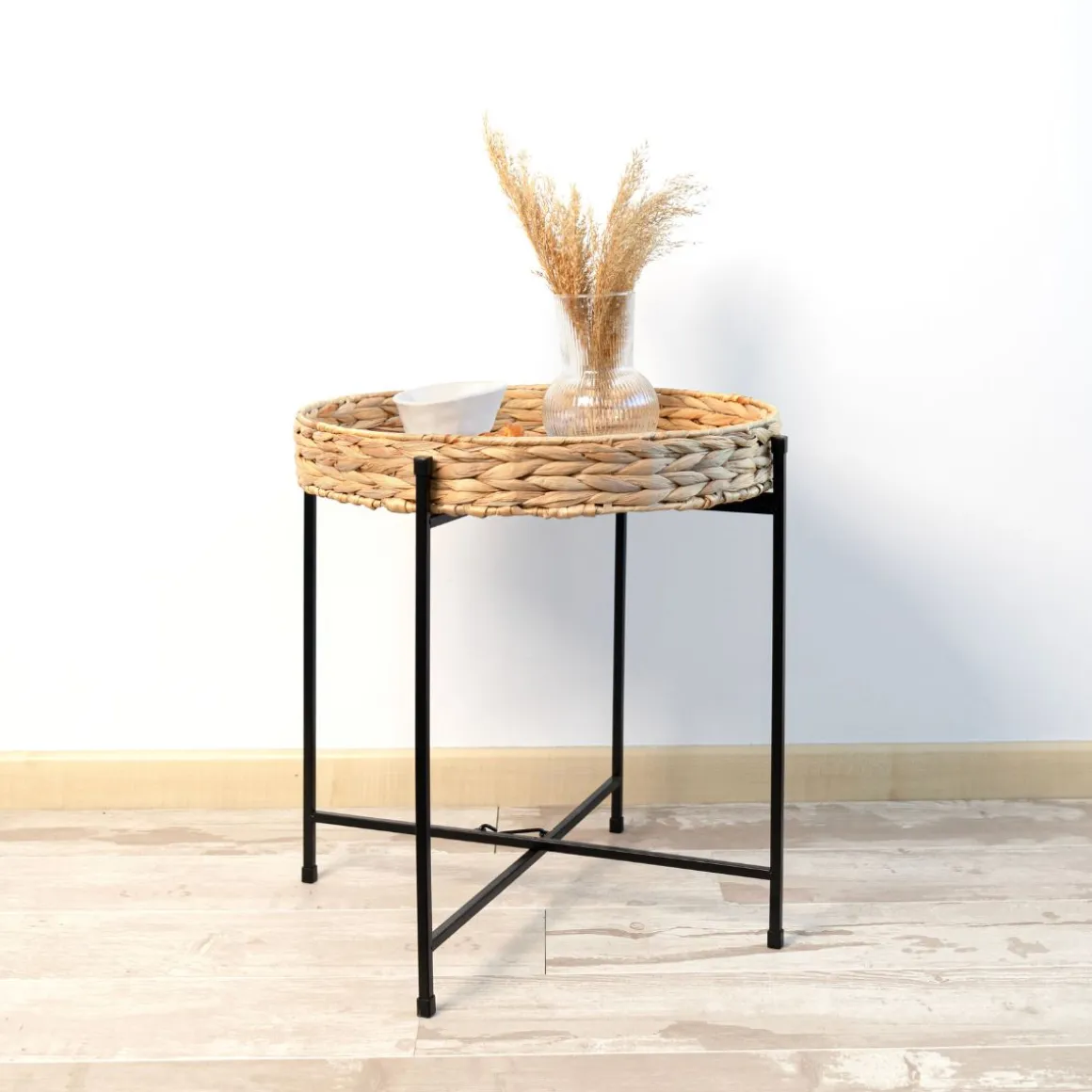 Mesa auxiliar Jacinto MOA Vinthera acero natural/negro 50x46,8x50 cm