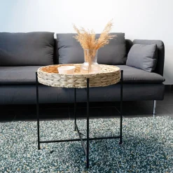 Mesa auxiliar Jacinto MOA Vinthera acero natural/negro 50x46,8x50 cm
