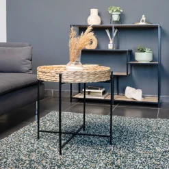 Mesa auxiliar Jacinto MOA Vinthera acero natural/negro 50x46,8x50 cm