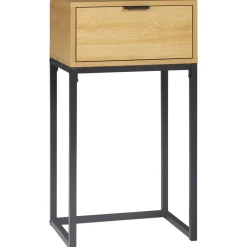 Mesa auxiliar Lenda Homcom con cajón natural 76x40x30 cm