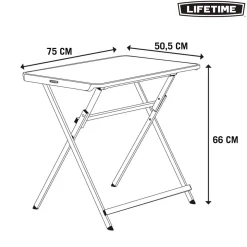 Mesa auxiliar Lifetime plegable forma rectangular negro 66x75x50,5 cm